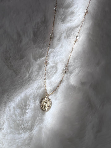 Mini Miraculous Metal + Sprinkled Pearls Necklace